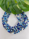 Blue White Silver Seadbead Waistbeads (Floating)
