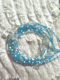Blue Clear White Seadbead Waistbeads with Butterfly Accent Beads on Wire