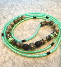 Turquoise Black Gray Waistbeads with Stone and Lava Stone