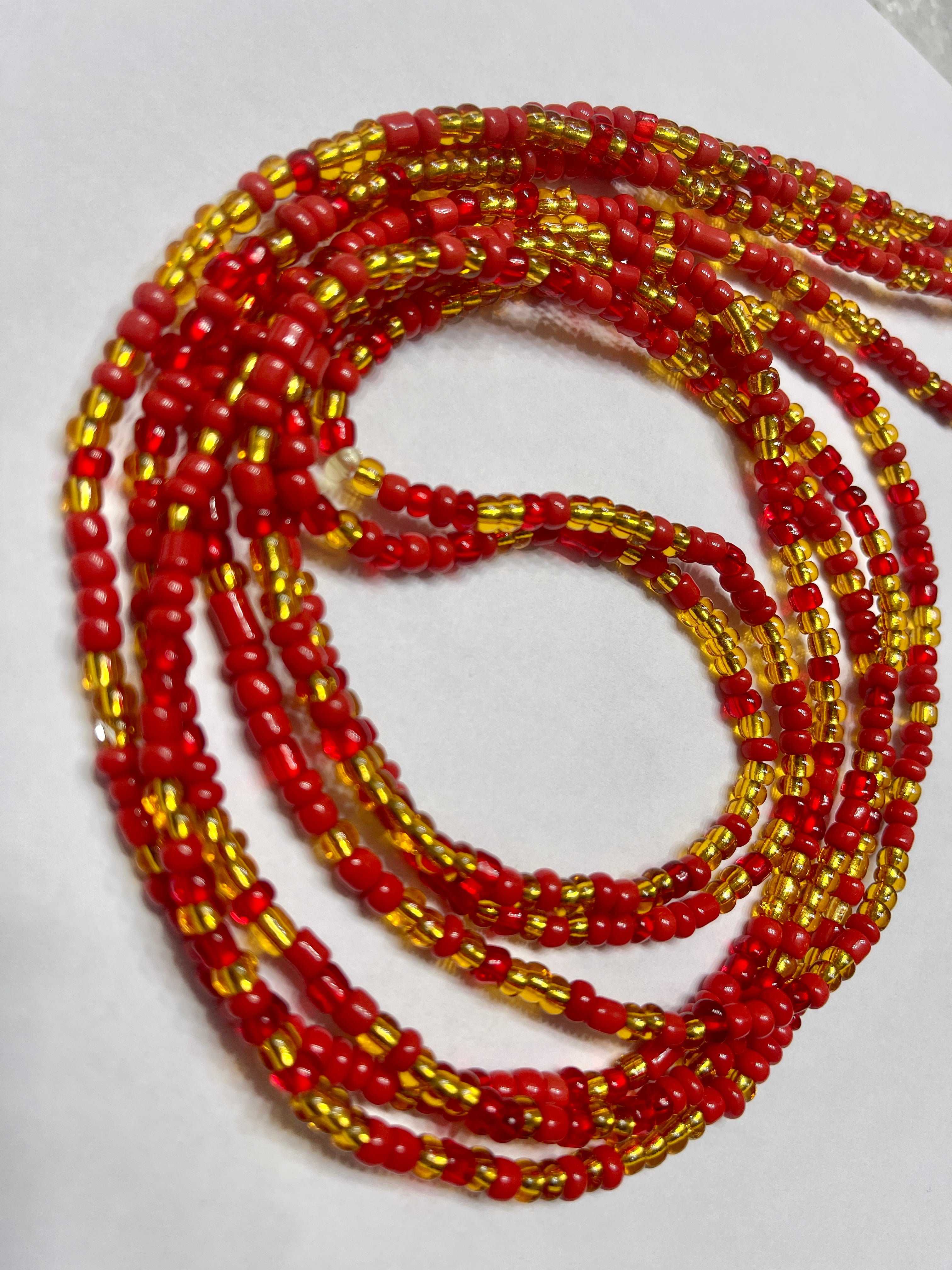 Red Gold Seadbead Waistbeads (Crush)