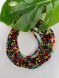 Turquoise Red Gold Black Seadbead Waistbeads (Gatsby)