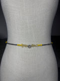 Metallic Silver Seadbead Waistbeads with Authentic Citrine Crystals and Sunflower Accent Bead