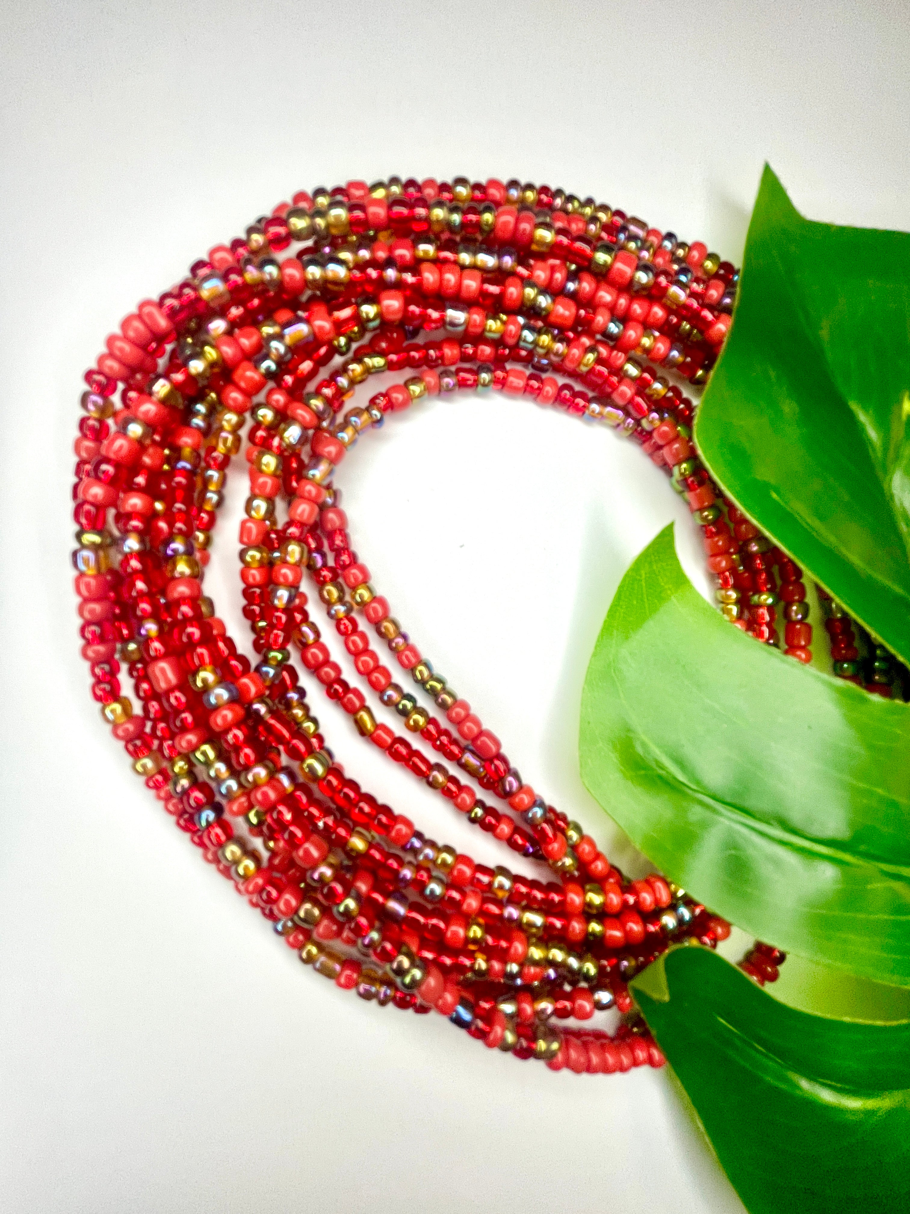 Red Tortoise Gold Seadbead Waistbeads (22)