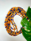 Orange Blue Gold Seadbead Waistbeads (1)
