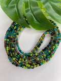 Turquoise Green Black Bronze Seadbead Waistbeads (Zimbah)