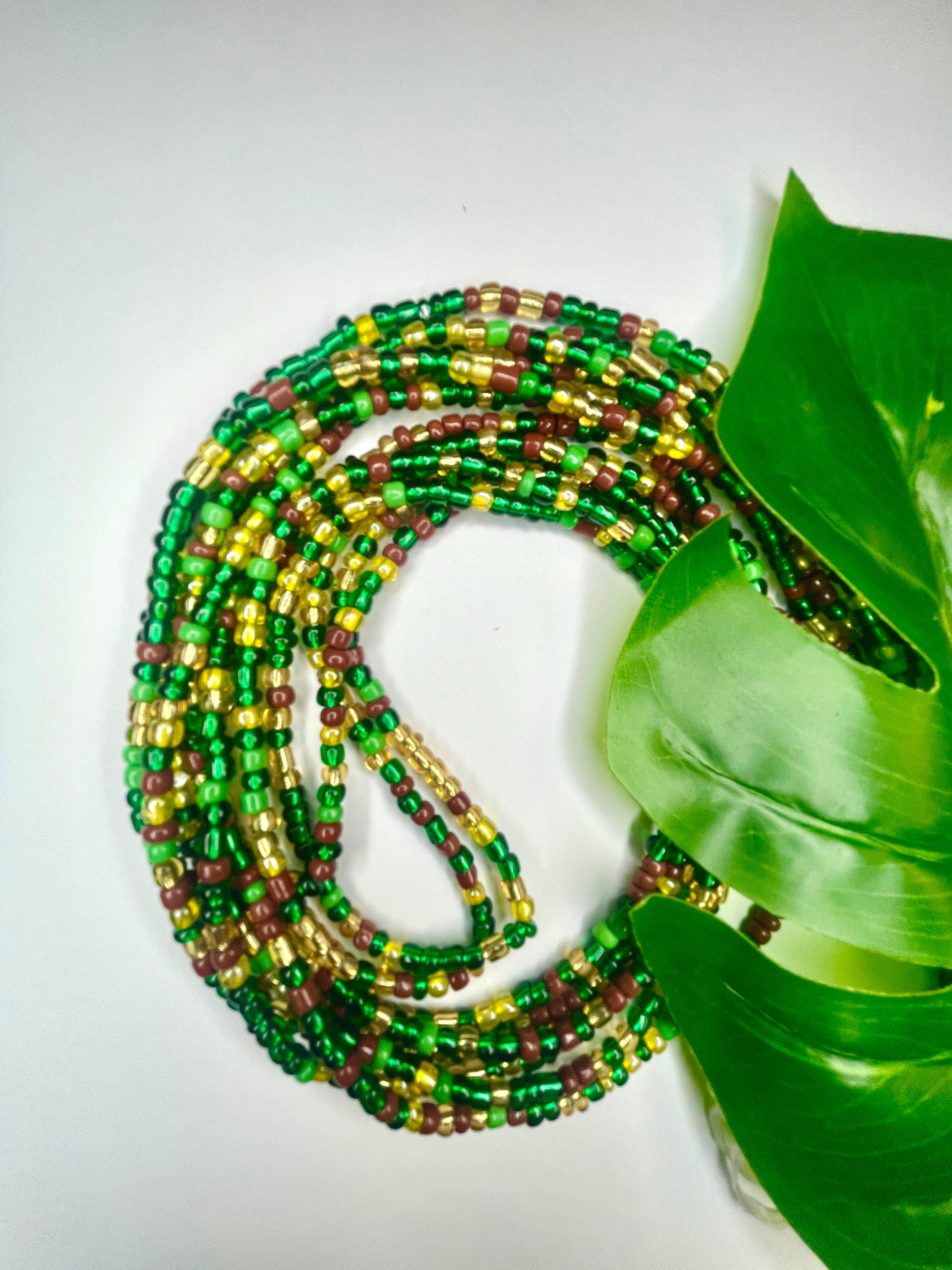 Green Brown Yellow Seadbead Waistbeads (10)