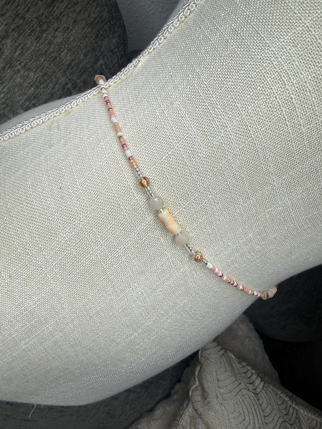 Pink Peach White Gold Seadbead Waistbeads and Glow in the Dark Disk