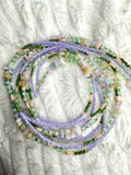 Purple Green Seadbead Waistbeads with Morganite Crystals on Wire