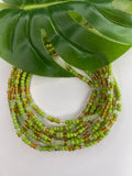 Green Matte Clear Gold Seadbead Waistbeads (Salt and Lime)