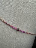 Pink Peach Silver Seadbead Waistbeads with Crystal Rounds