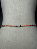 Orange Peach Tan Seadbead Waistbeads with Agate Crystals and Natural Shell Beads