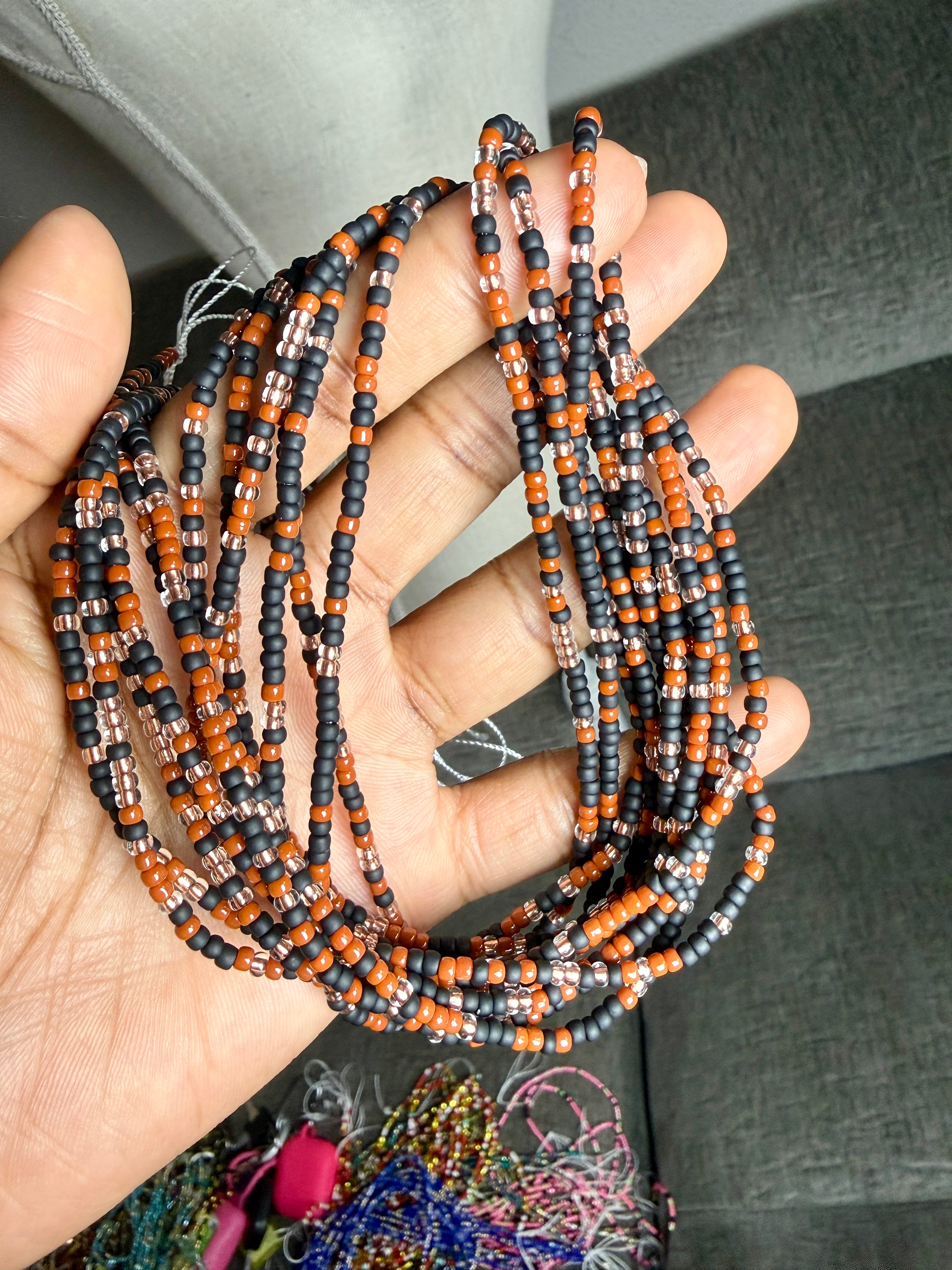 Brown Black Earth Tone Neutral Seadbead Waistbeads (Nubian)