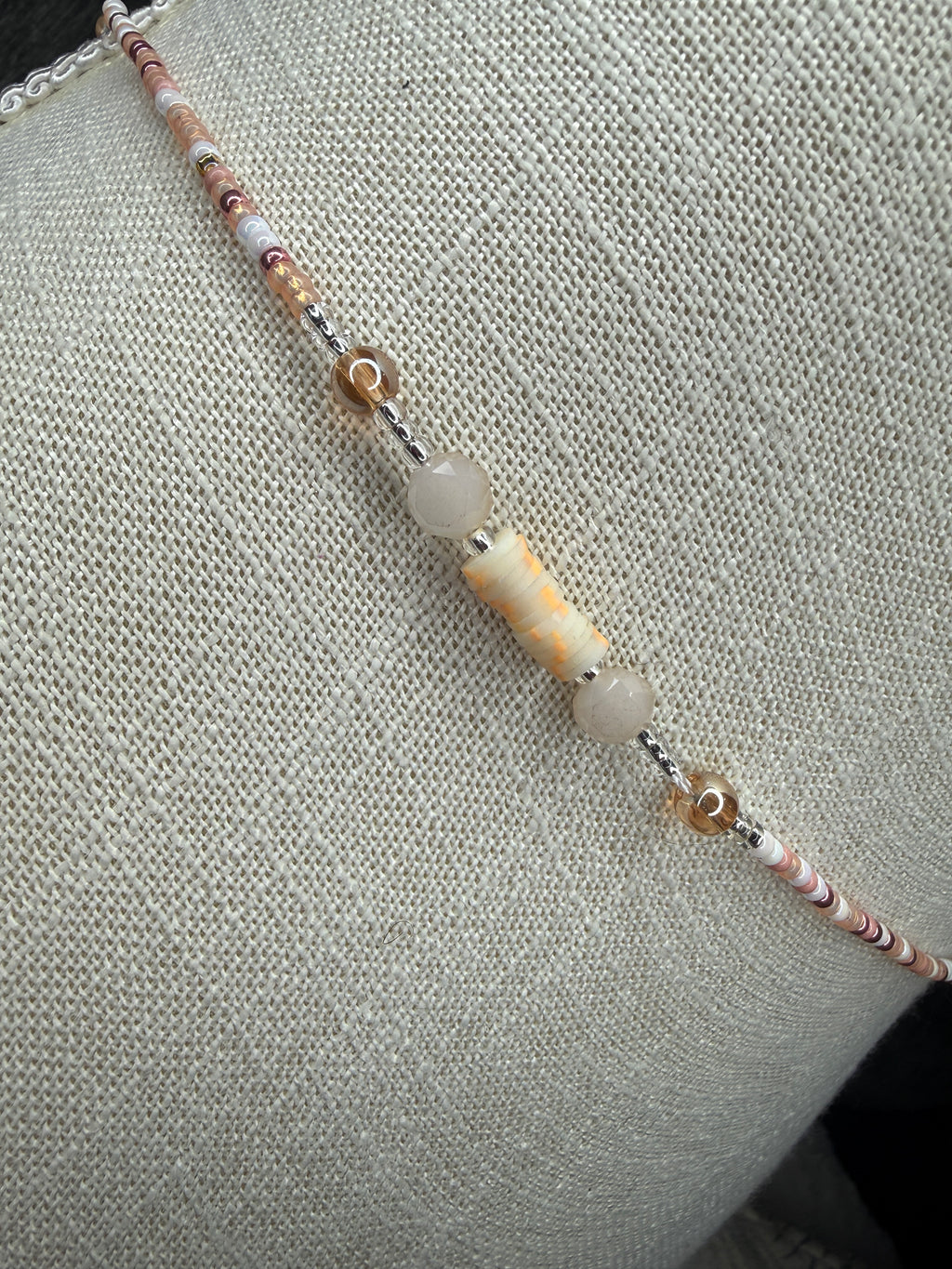 Pink Peach White Gold Seadbead Waistbeads and Glow in the Dark Disk