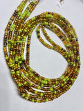 Green Gold Bronze Brown Seadbead Waistbeads (Cash Out)