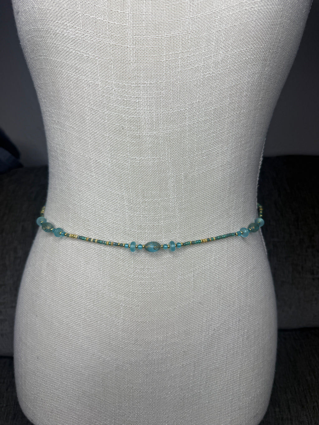 Turquoise Tan Seadbead Waistbeads with Accent Beads