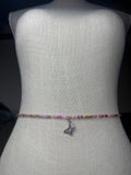 Pink Purple Gold Seadbead Waistbeads with Butterfly Charm