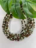 Mint Green Bronze Cream Seadbead Waistbeads (Grace)