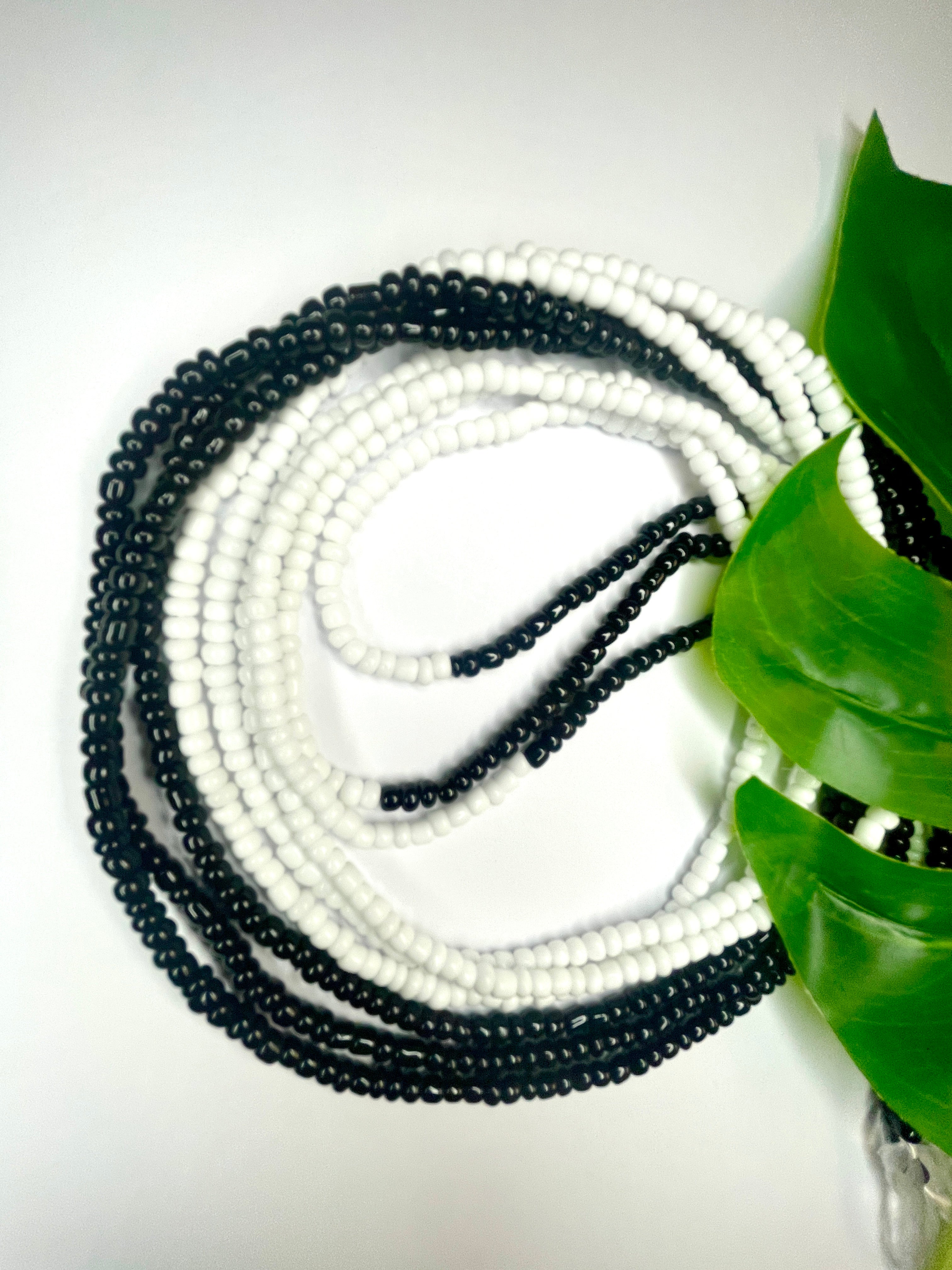 Black and White Half and Half Seadbead Waistbeads (13)