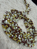 Mint Green Brown White Gold Seadbead Waistbeads