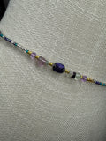 Purple Teal Seadbead Waistbeads with Authentic Fluorite Crystals