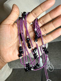 Purple Seadbead Waistbeads with Black Onyx Crystals