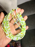 Green Yellow White Seadbead Waistbeads (Vibrance)