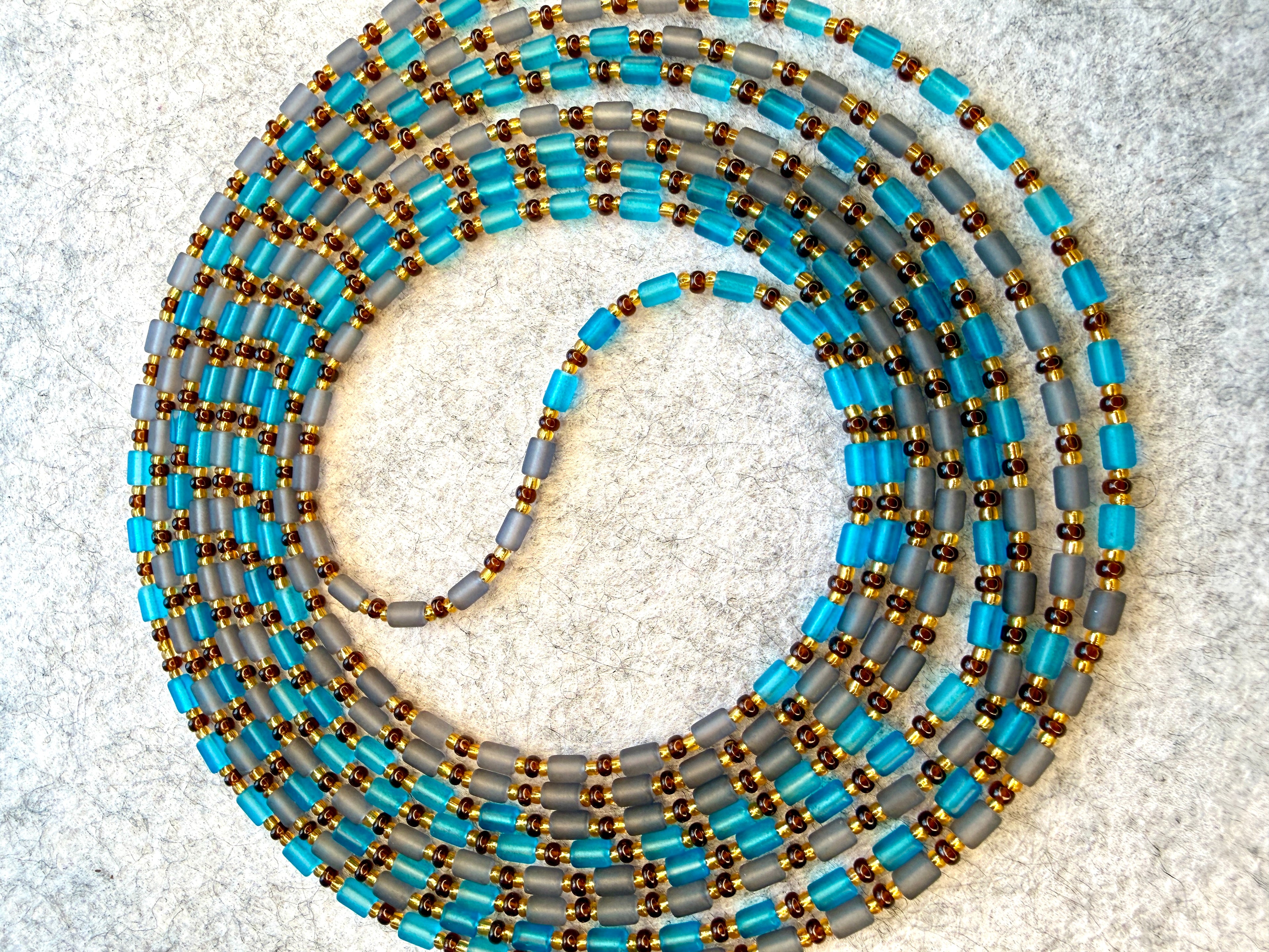 Gray Blue Tube Unique Waistbeads (Wire Only)