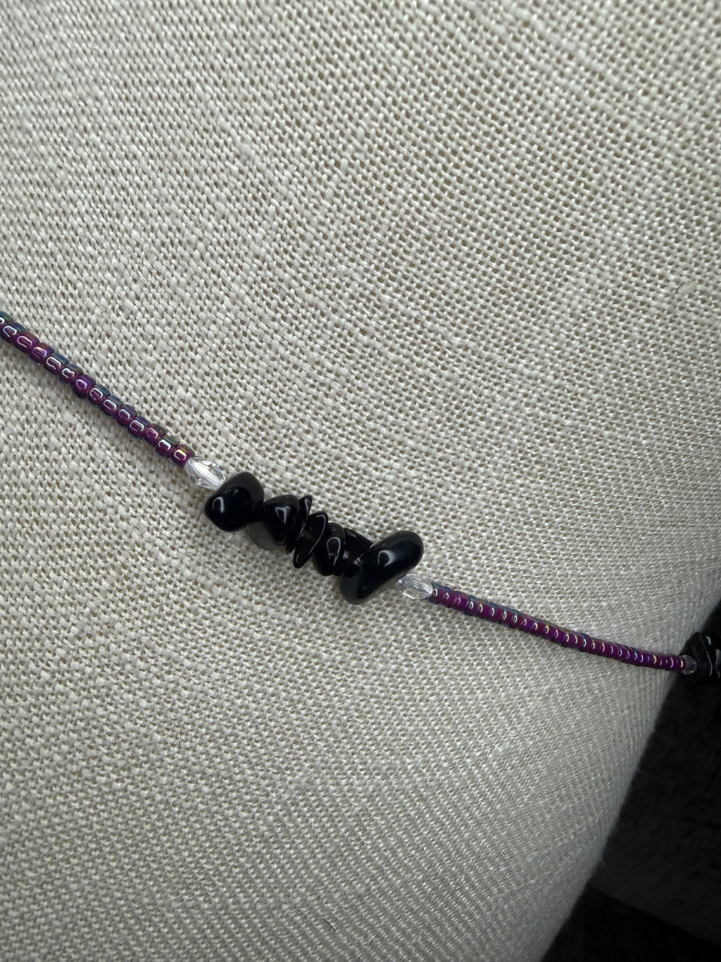 Purple Seadbead Waistbeads with Black Onyx Crystals