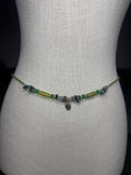 Matte Green Clear Seadbead Waistbeads with Authentic Crystals and Silver Shell Charm