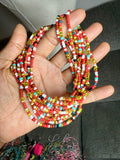 Red Multicolor Seadbead Waistbeads (Canvas)