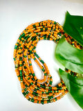Orange Green Gold Seadbead Waistbeads (8)