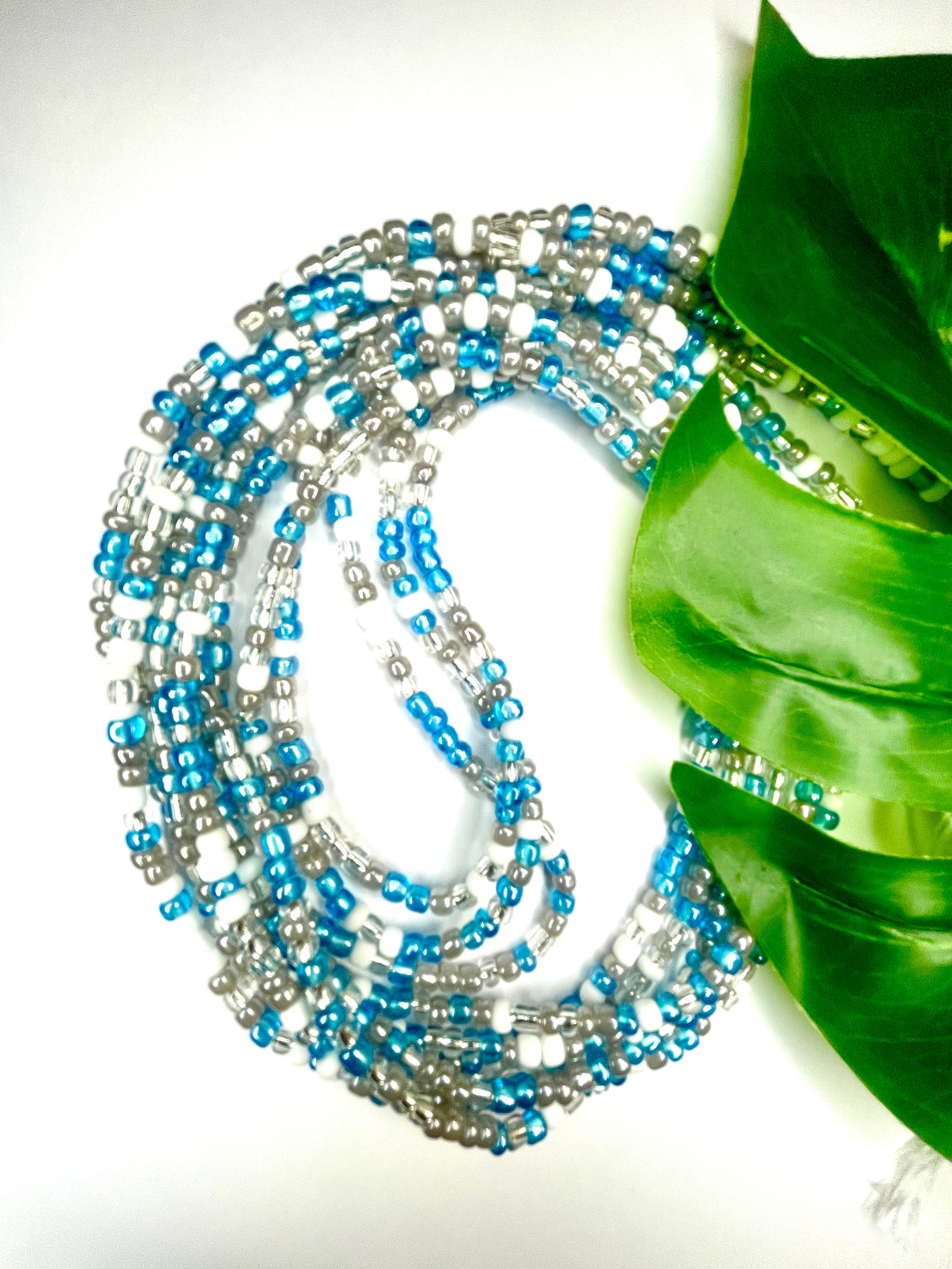 Blue White Gray Clear Seadbead Waistbeads (5)