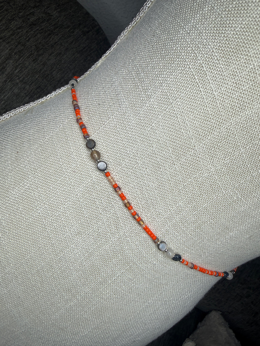 Orange Peach Tan Seadbead Waistbeads with Agate Crystals and Natural Shell Beads