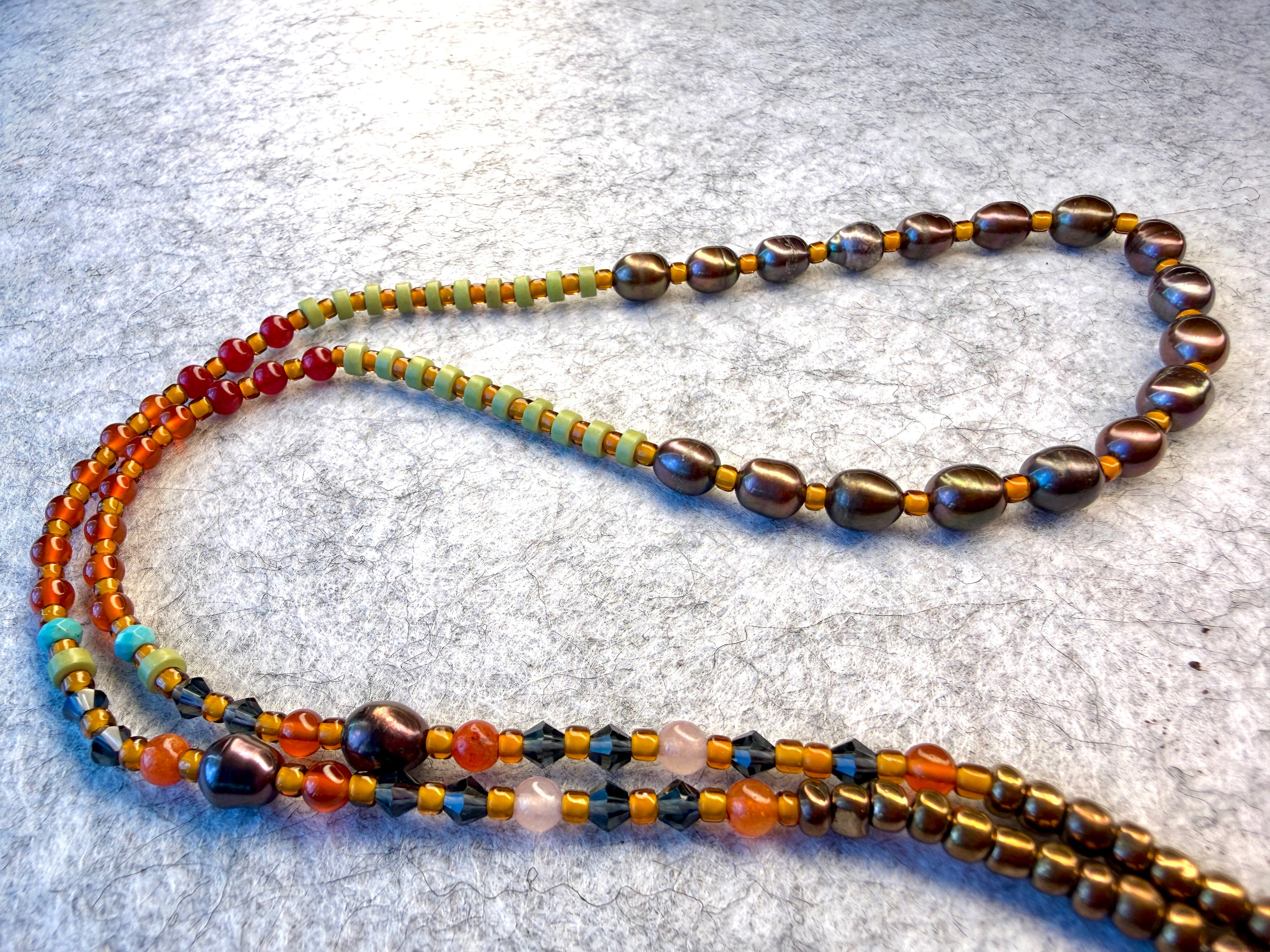 Bronze Multicolor Waistbeads with Freshwater Pearls