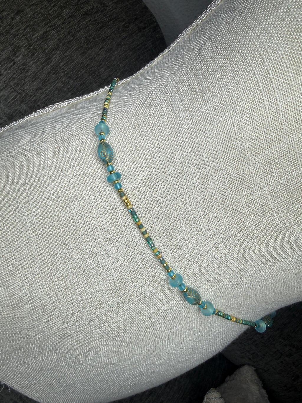 Turquoise Tan Seadbead Waistbeads with Accent Beads