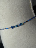 Blue Purple Black Silver Seadbead Waistbeads with Dyed Quartz Crystals