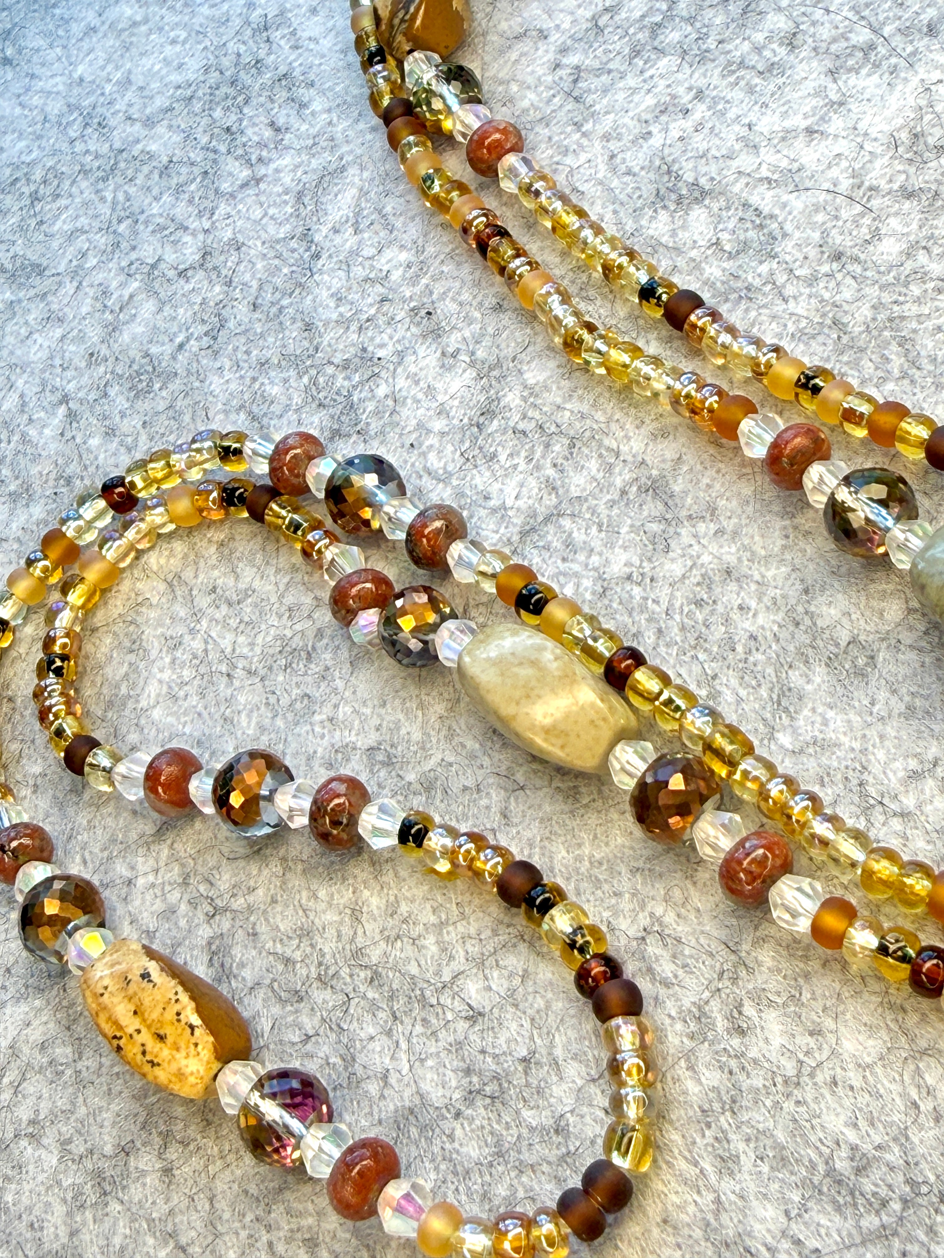 Earth Tone Gold Brown Waistbeads with Quartz Stones