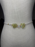 White Gold Seadbead Waistbeads with Quartz Crystal Chunks