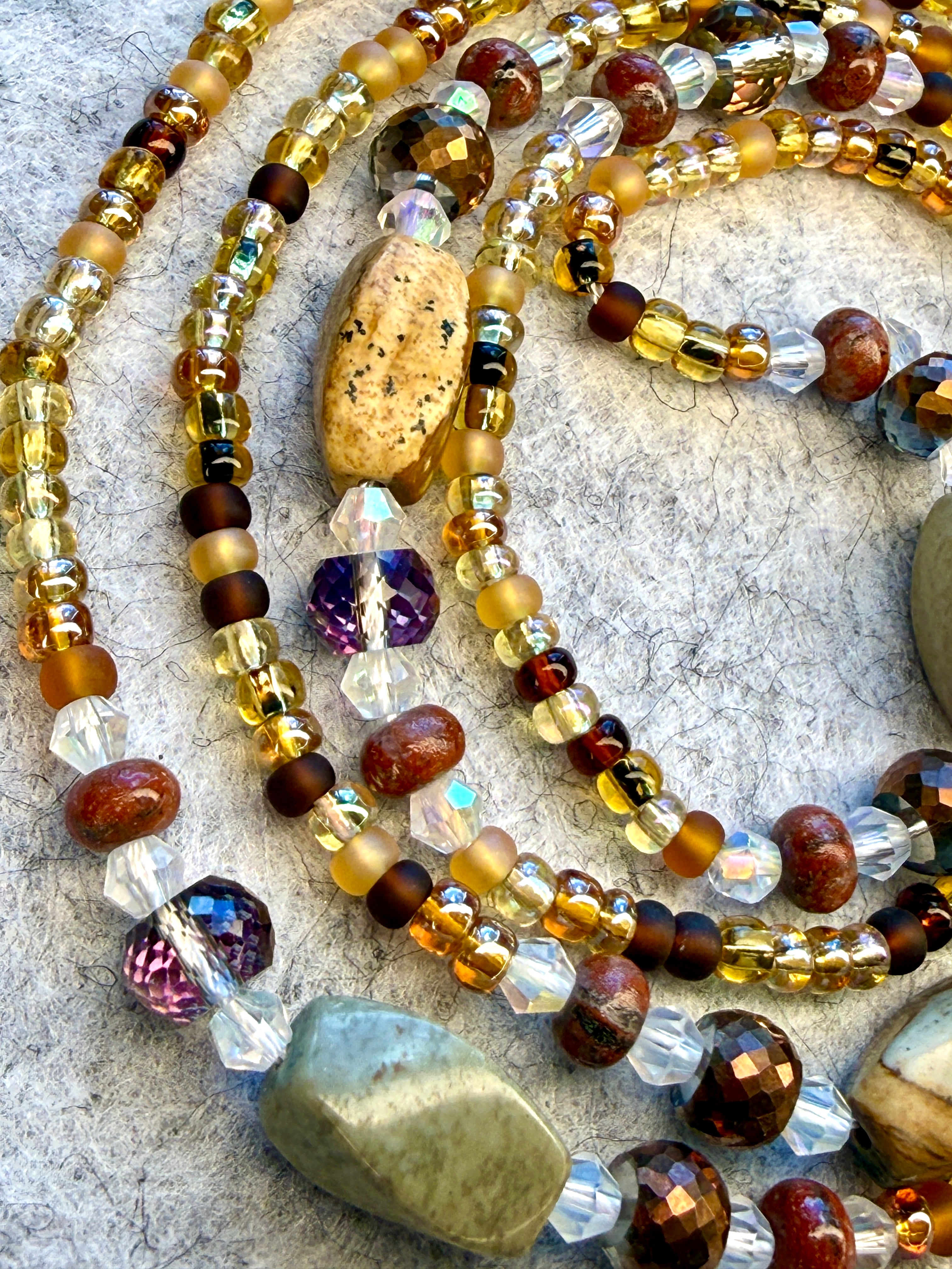 Earth Tone Gold Brown Waistbeads with Quartz Stones